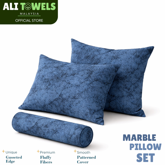 Marble Pillow Set (2 Sleeping Pillows + 1 Bolster)