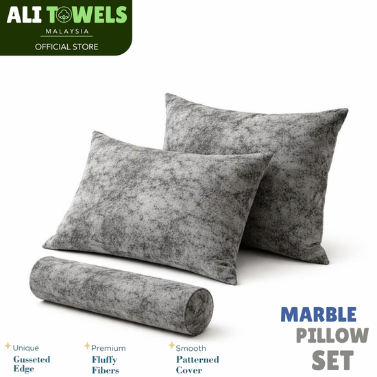 Marble Pillow Set (2 Sleeping Pillows + 1 Bolster)