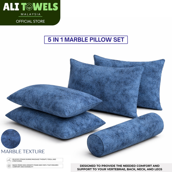 5 in 1 Marble Pillow Set (4 Pillows + 1 Bolster)