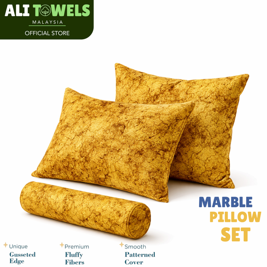 Marble Pillow Set (2 Sleeping Pillows + 1 Bolster)